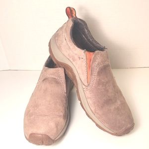 MERRELL Jungle Moc Gunsmoke Tan Slip On Comfort Hiking Shoes Size 9
